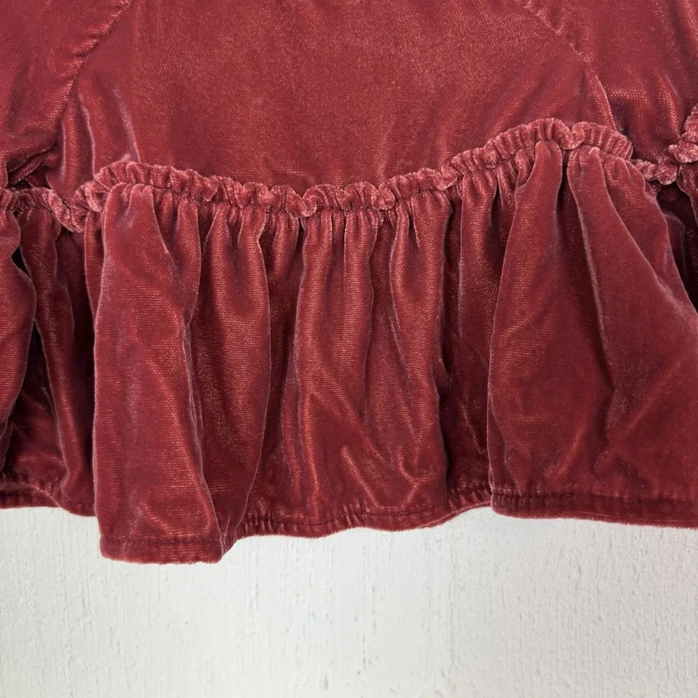 Banana‎ Republic Baby Top Velvet Ruffle Sleeves Hem Rust Color Princess 3-6 Mo